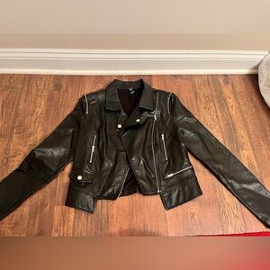 Black Cropped Leather Jacket